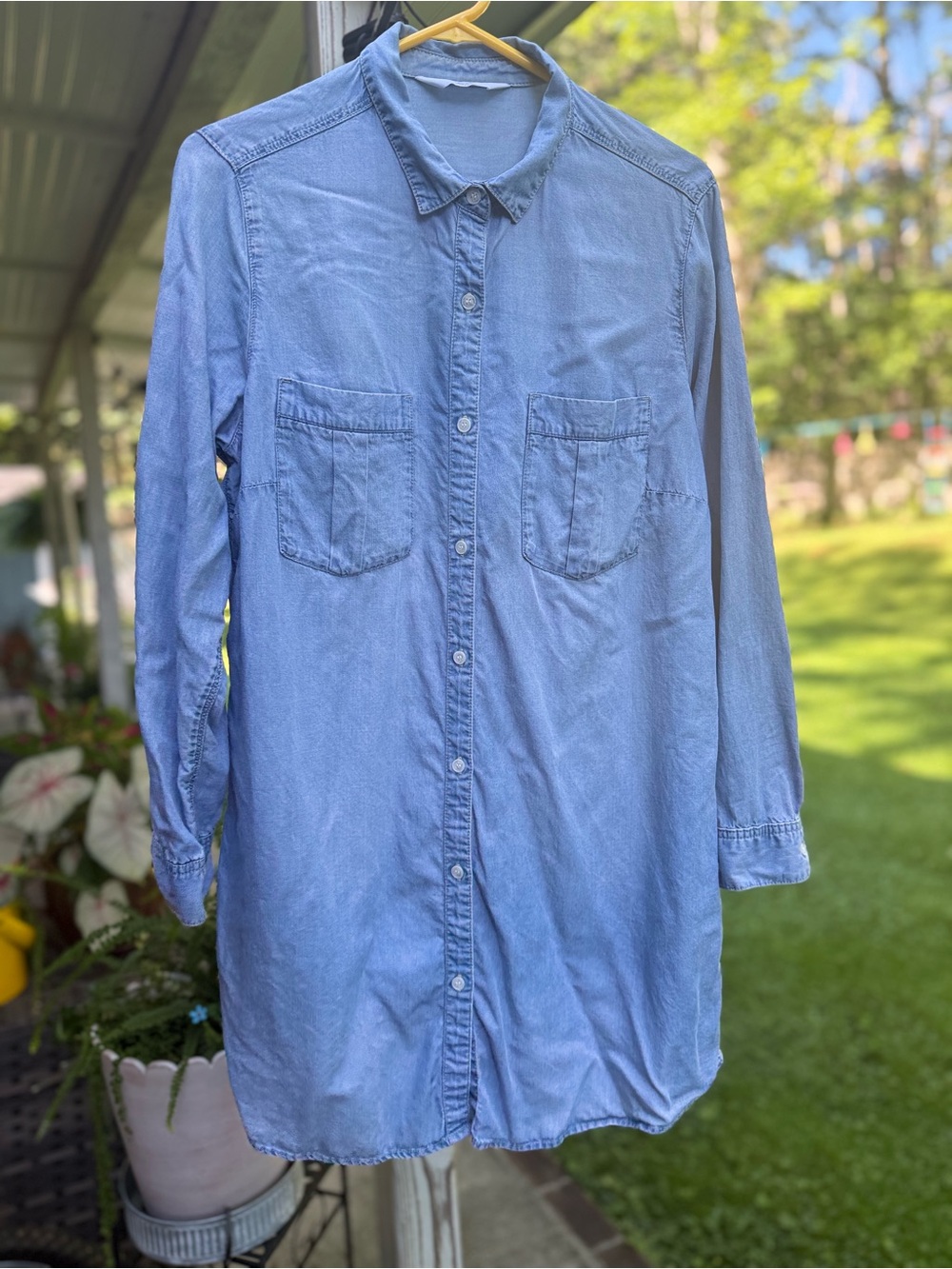 H&M Light Blue Denim Button-Down Shirt Dress